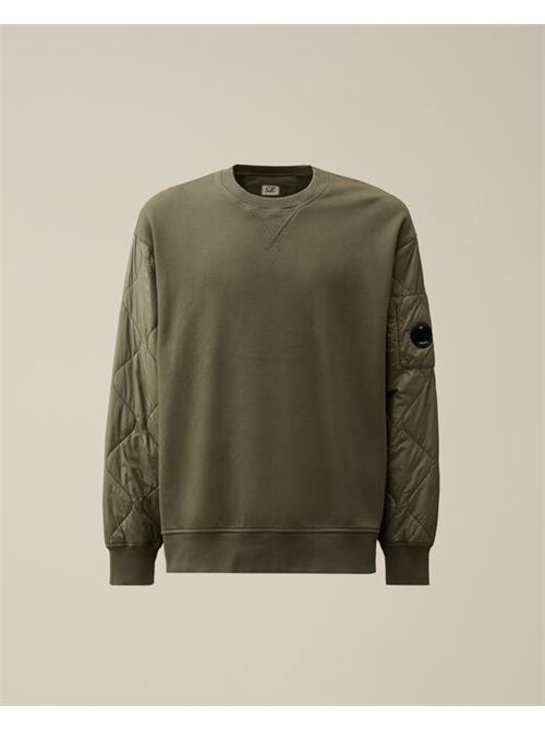 diagonal raised mixed quilted crew neck sweatshirt C.P. COMPANY | CMSS003A-005835M674